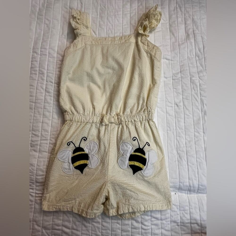 Gymboree Girls Embroidered Bee Seersucker Romper - Busy Little Bee - Yelllow
